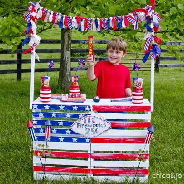 Kid Fireworks Roadside Stand from Crates