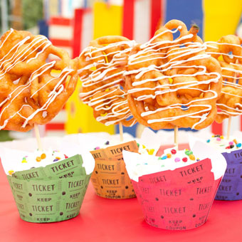 Carnival Cupcakes with Ride Ticket Cupcake Wrappers