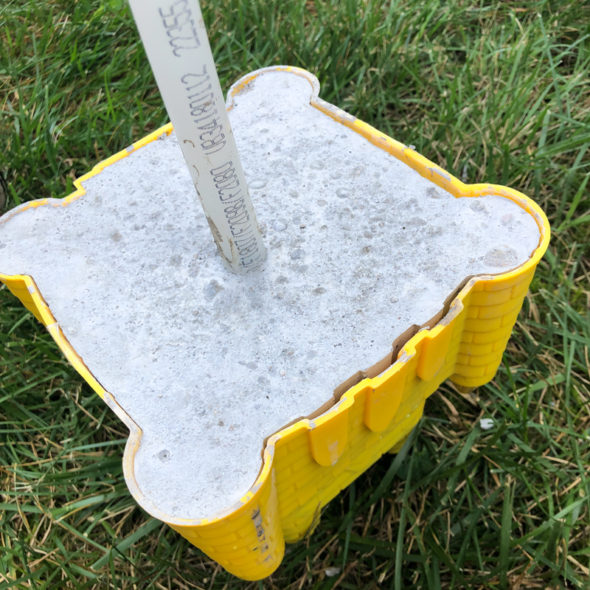 Cast concrete sandcastle fountain bird bath