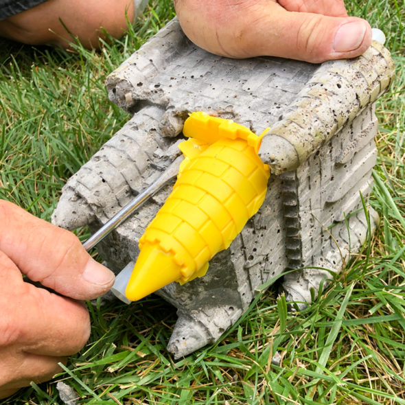 Cast concrete sandcastle fountain bird bath