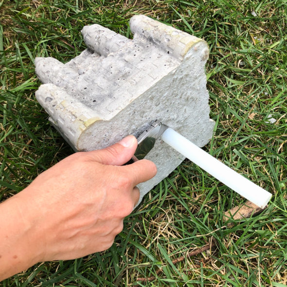 Cast concrete sandcastle fountain bird bath