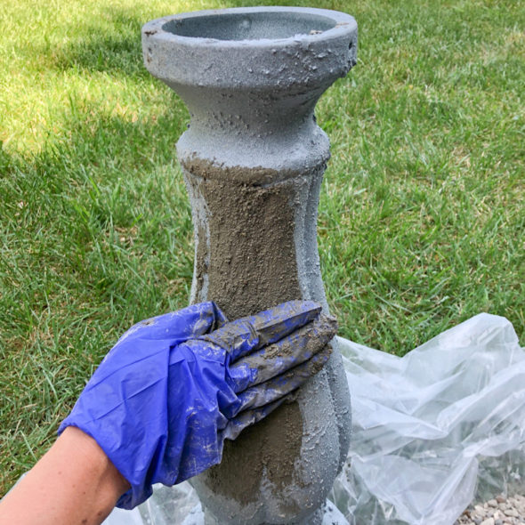 Cast concrete sandcastle fountain bird bath