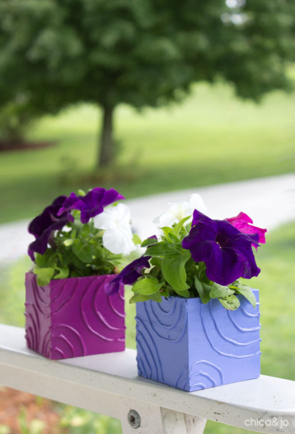 Hot glue textured flower pots