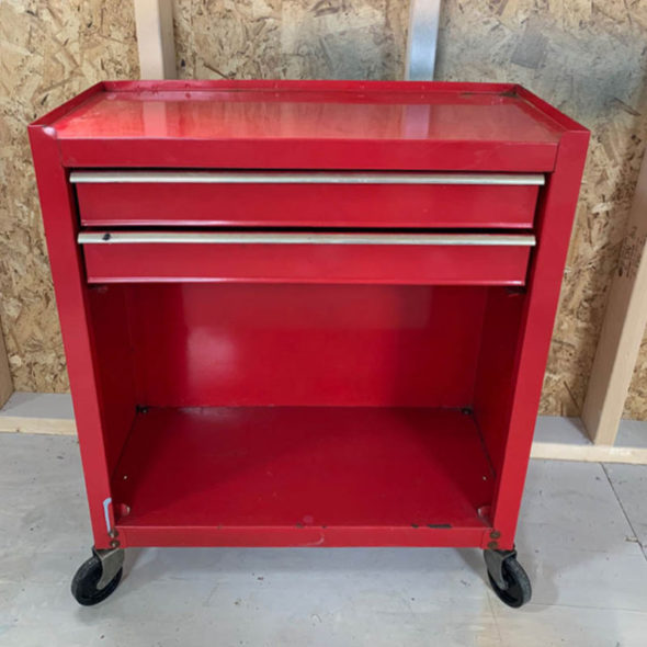 Metal tool chest turned into a game cabinet