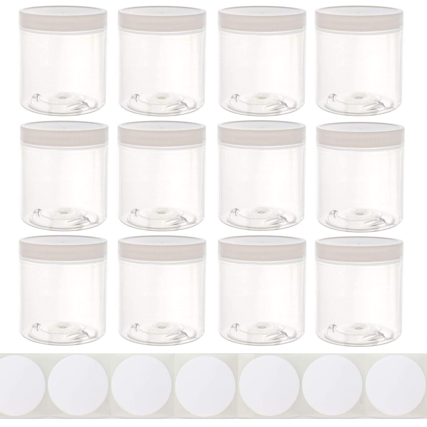 4 Ounce Empty Clear Plastic Slime Jars With Lids and Labels 12