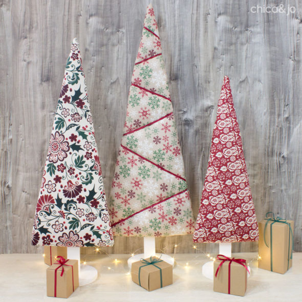 Upholstered Fabric Christmas Trees with Tufting