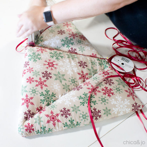 Upholstered fabric Christmas trees with tufting