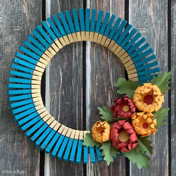 Make a Paper Flower and Clothespin Wreath