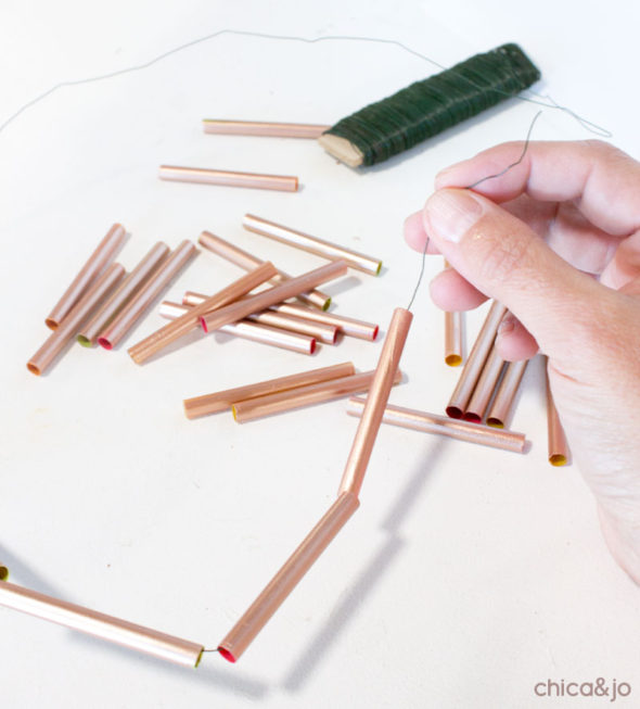 DIY Himmeli wedding table numbers from straws