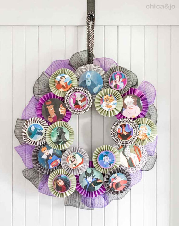 Disney villains Halloween rosette wreath