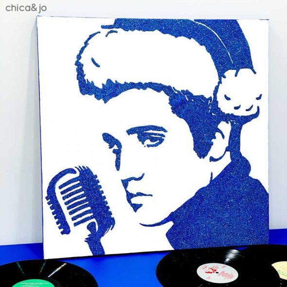 Glitter Christmas Elvis canvas wall art