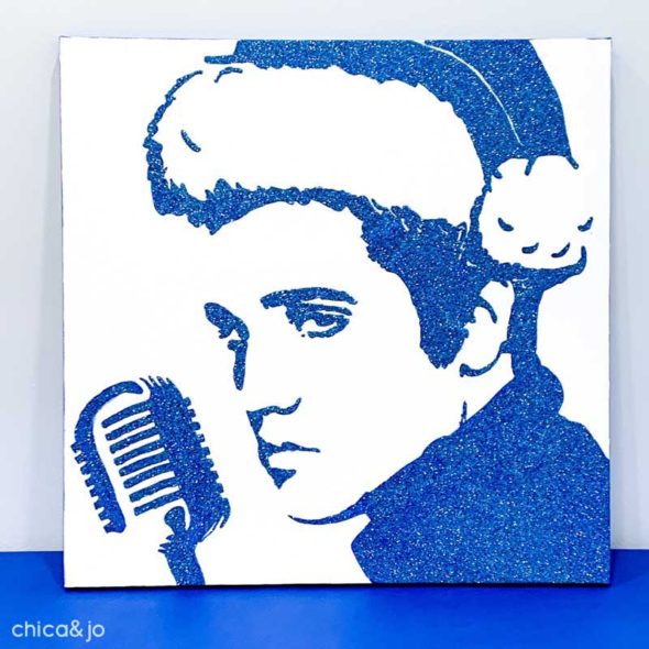 Glitter Christmas Elvis Canvas Wall Art