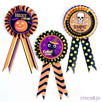 Halloween Costume Party Prize Ribbons and Voting Slips