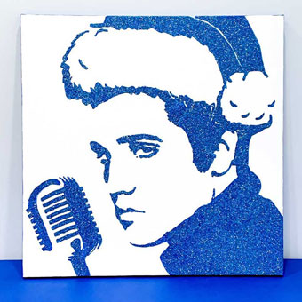 Glitter Christmas Elvis Canvas Wall Art