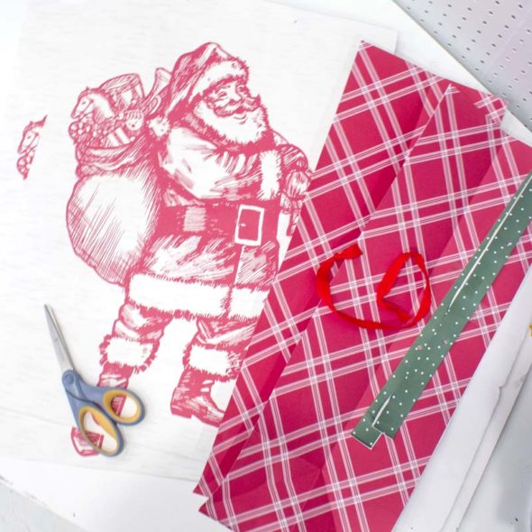 Upcycle Christmas gift bags into art