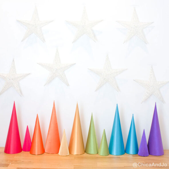 Modern DIY Rainbow Christmas Trees