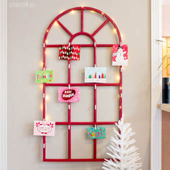 DIY Christmas Card Holder from Reclaimed Window Grille