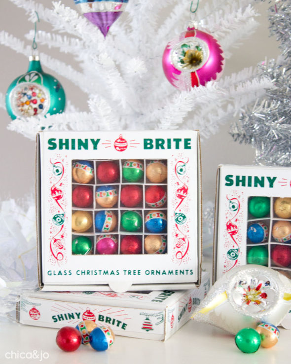 Shiny Brite vintage ornament favor boxes