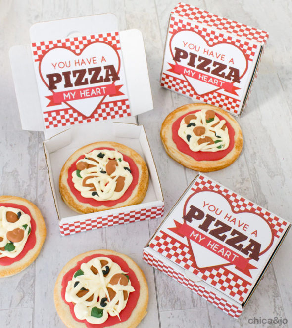 Pizza Valentine's Day cookie boxes