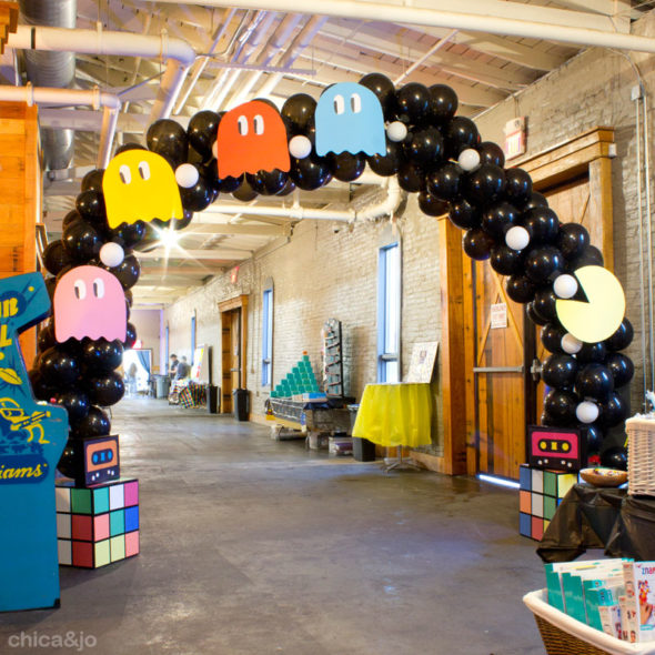 80s party planning ideas pac-man balloon arch