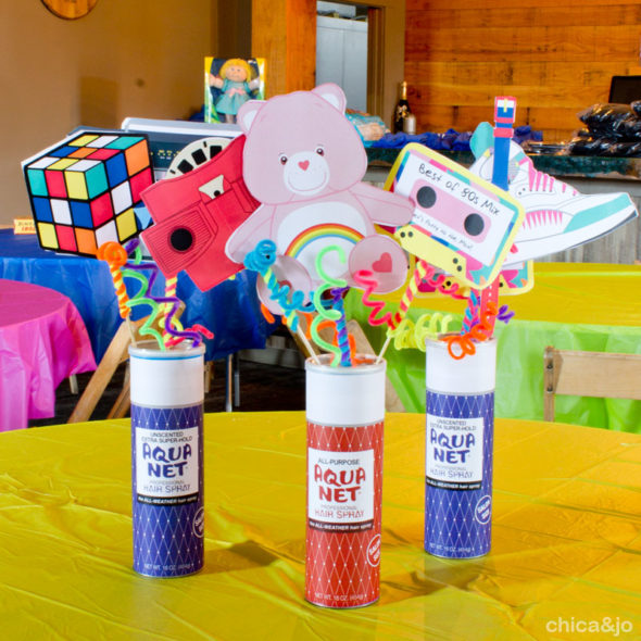 80s party planning ideas aqua net hairspray centerpieces