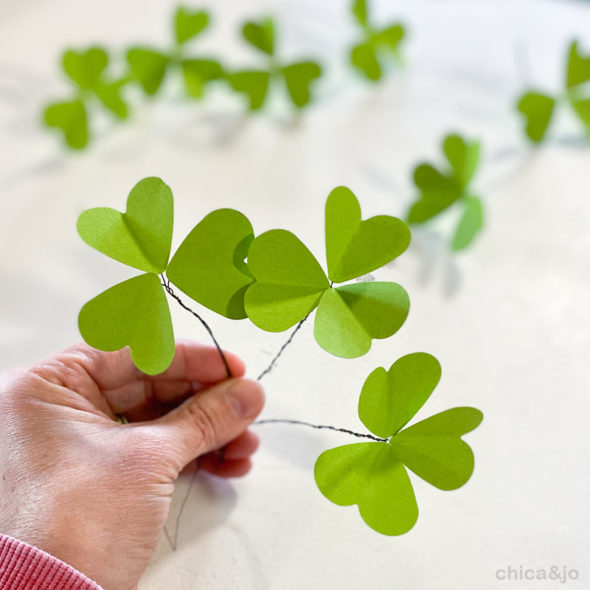 Paper clover wreath for St. Patrick's Day