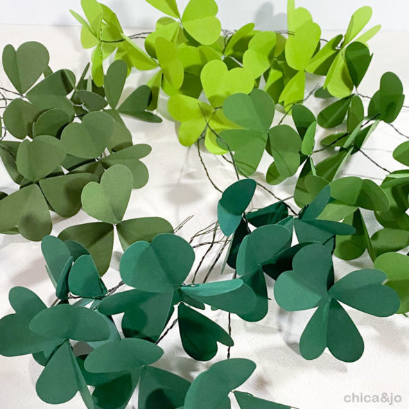 Paper clover wreath for St. Patrick's Day