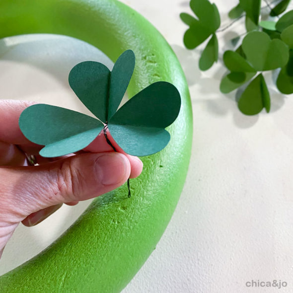 Paper clover wreath for St. Patrick's Day