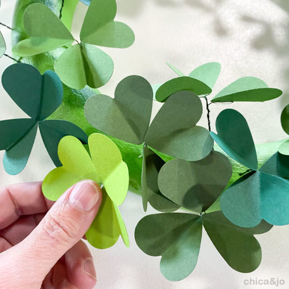 Paper clover wreath for St. Patrick's Day