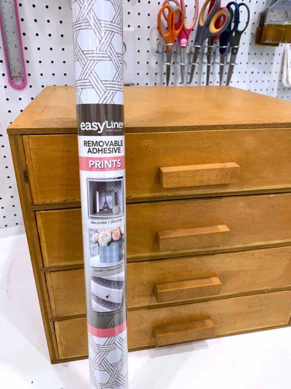 Flea market find end table makeover with Deco Adhesive