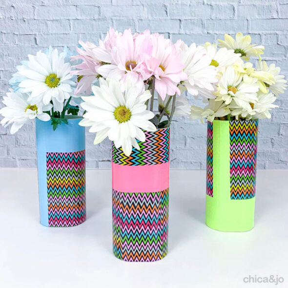 Duct tape flowers in vase 