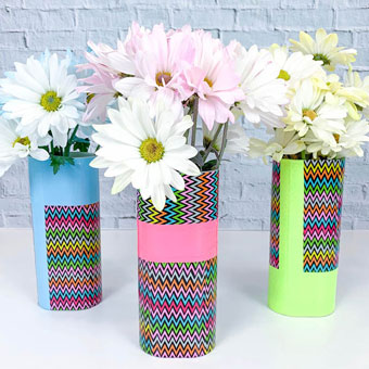 Duct Tape Vases from Upcycled Crystal Light Containers