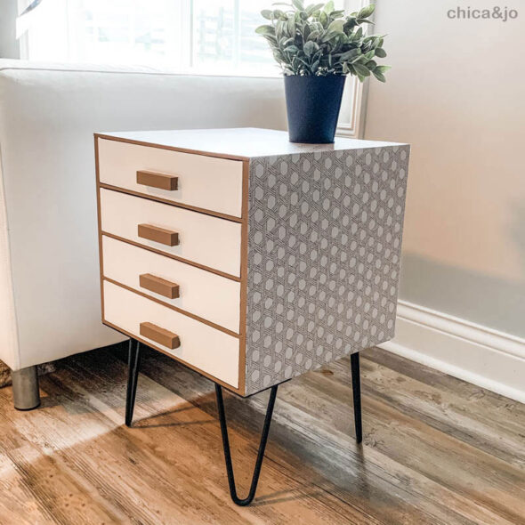 Flea Market Find End Table Makeover with Deco Adhesive