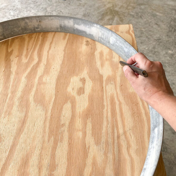 DIY bourbon barrel ring serving tray