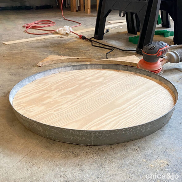 DIY bourbon barrel ring serving tray