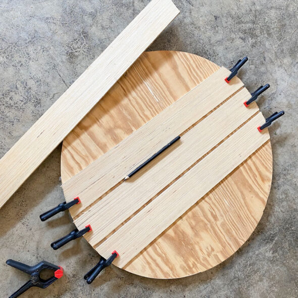 DIY bourbon barrel ring serving tray