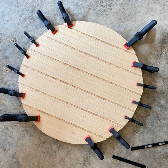 DIY bourbon barrel ring serving tray