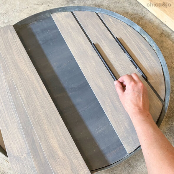 DIY bourbon barrel ring serving tray