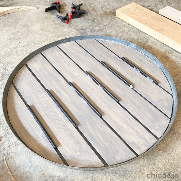 DIY bourbon barrel ring serving tray