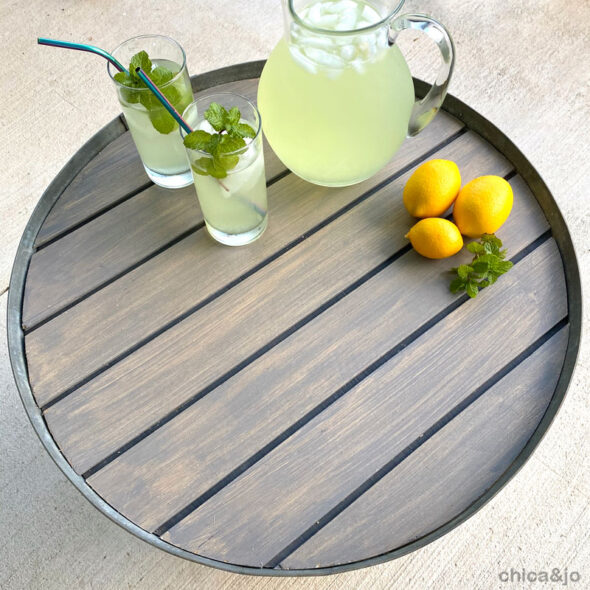 DIY bourbon barrel ring serving tray