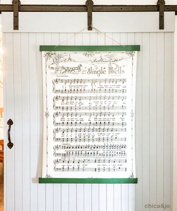 Jingle Bells vintage sheet music wall hanging