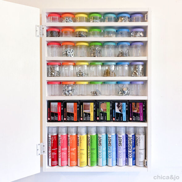 DIY Hardware and Spray Paint Organizer Cabinet