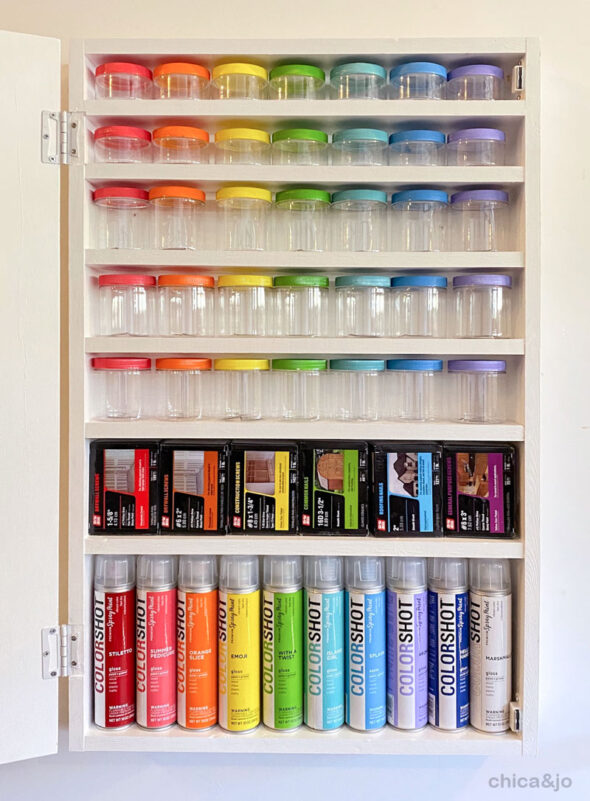 DIY Home Edit rainbow hardware and spray paint organizer cabinet