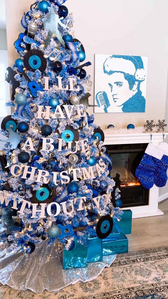Elvis themed Christmas tree