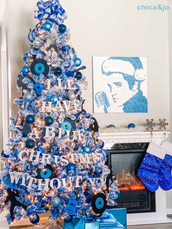 Elvis themed Christmas tree