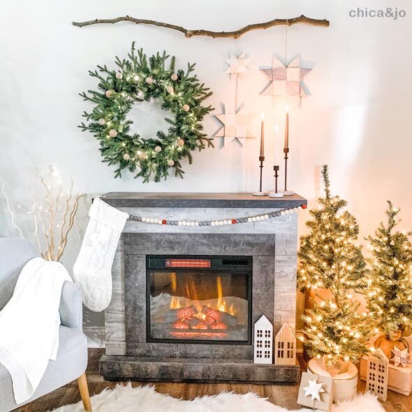 Cozy Scandinavian Christmas Fireplace Decorations | Chica and Jo