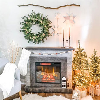 Cozy Scandinavian Christmas Fireplace Decorations