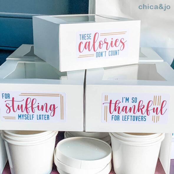 Thanksgiving leftovers station with printable labels