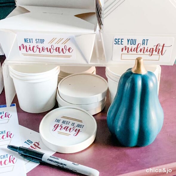 Thanksgiving leftovers station with printable labels