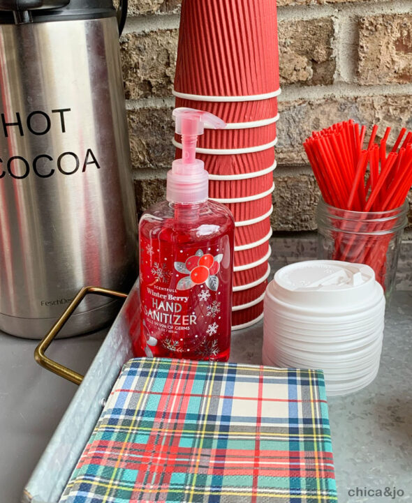 Front porch hot cocoa station for delivery drivers